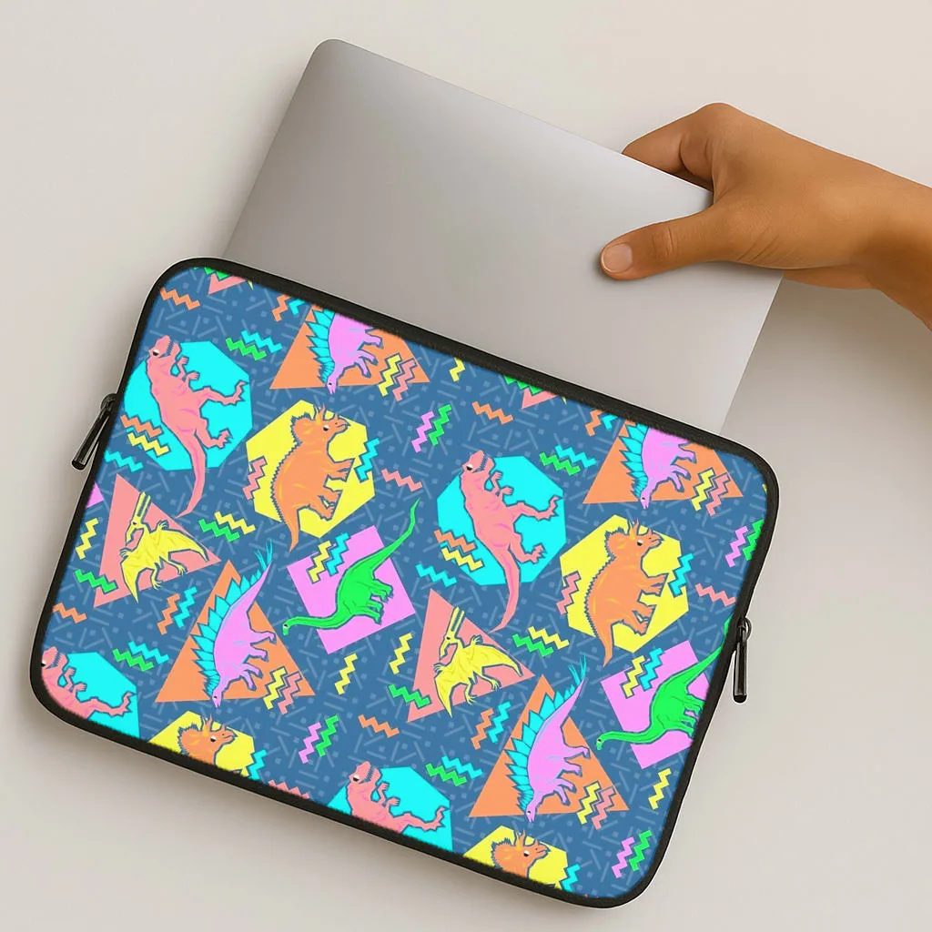 Nineties Dinosaurs Pattern Laptop Sleeve Durable Pattern Texture