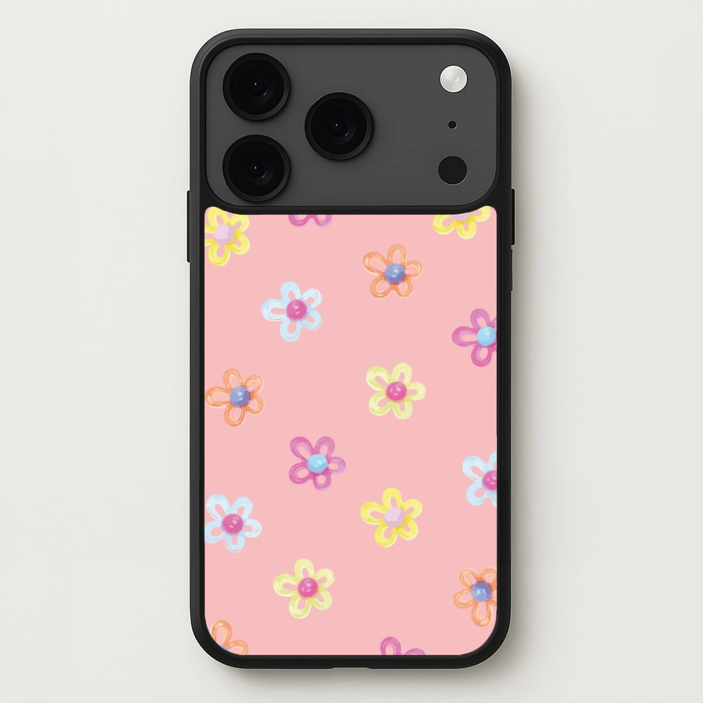 Flower Gems Pattern Phone Case Durable Build Flexible Grip Texture