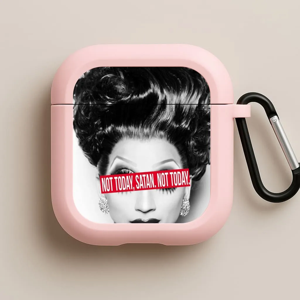 Not Today, Satan. Not Today - Drag Queen's Drag Race AirPods Case retro leather cover Universal Rubber Organizer