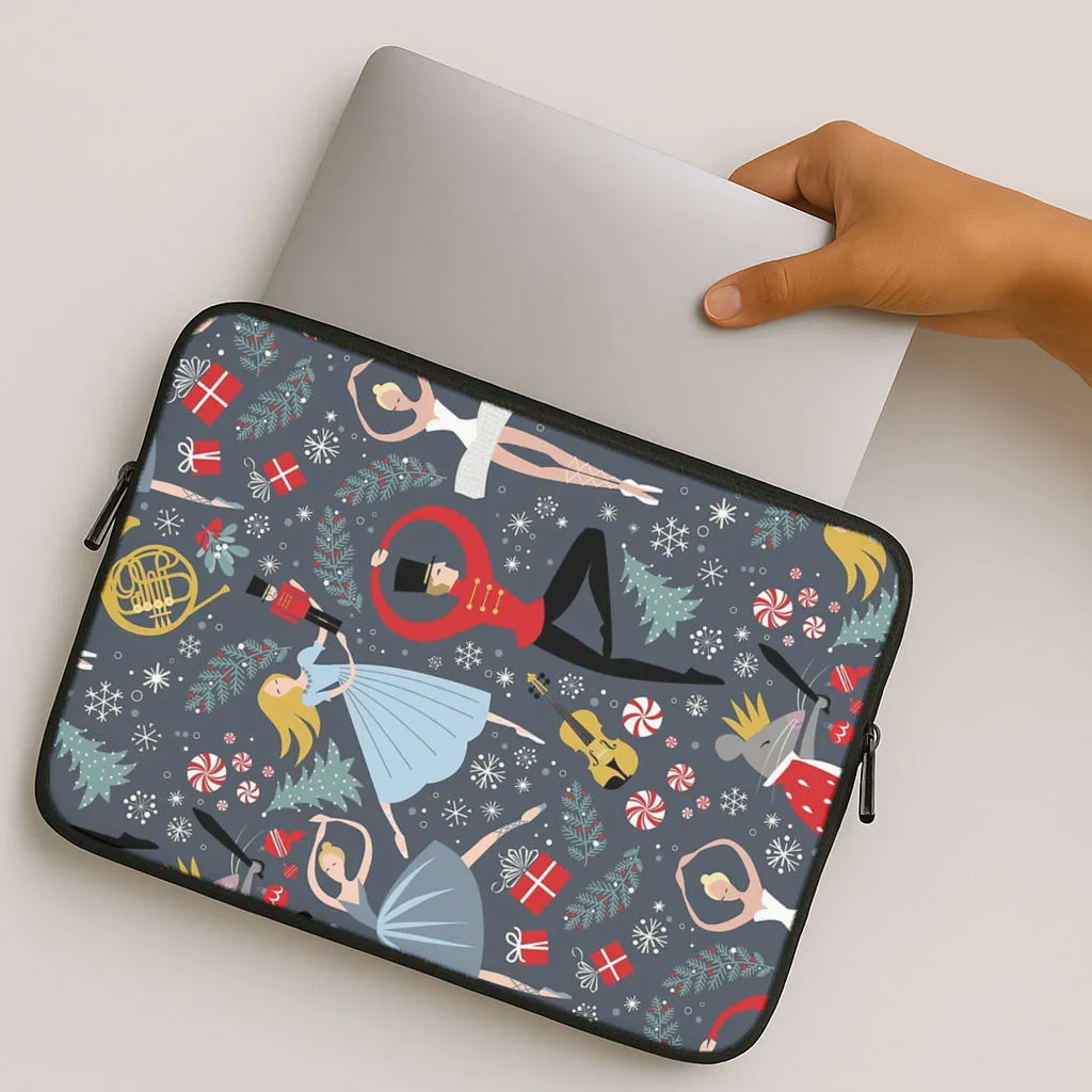 Nutcracker Ballet Pattern - Christmas Laptop Sleeve Textured Surface Sleek Guard