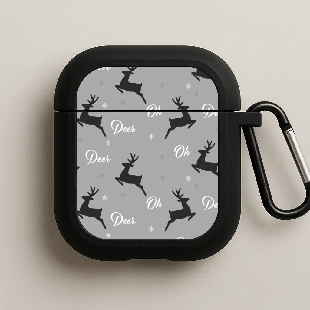 durable portable soft airpods protector ergonomic travel airpods cover Oh Deer Christmas Pattern AirPods Case