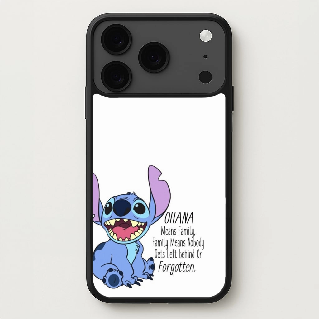 Non Slip Surface Matte Pattern Layer Ohana Means Family - Blue Alien Phone Case