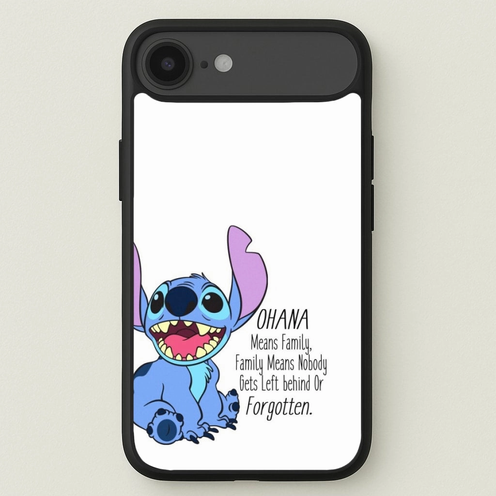 Vivid Finish Ohana Means Family - Blue Alien Phone Case