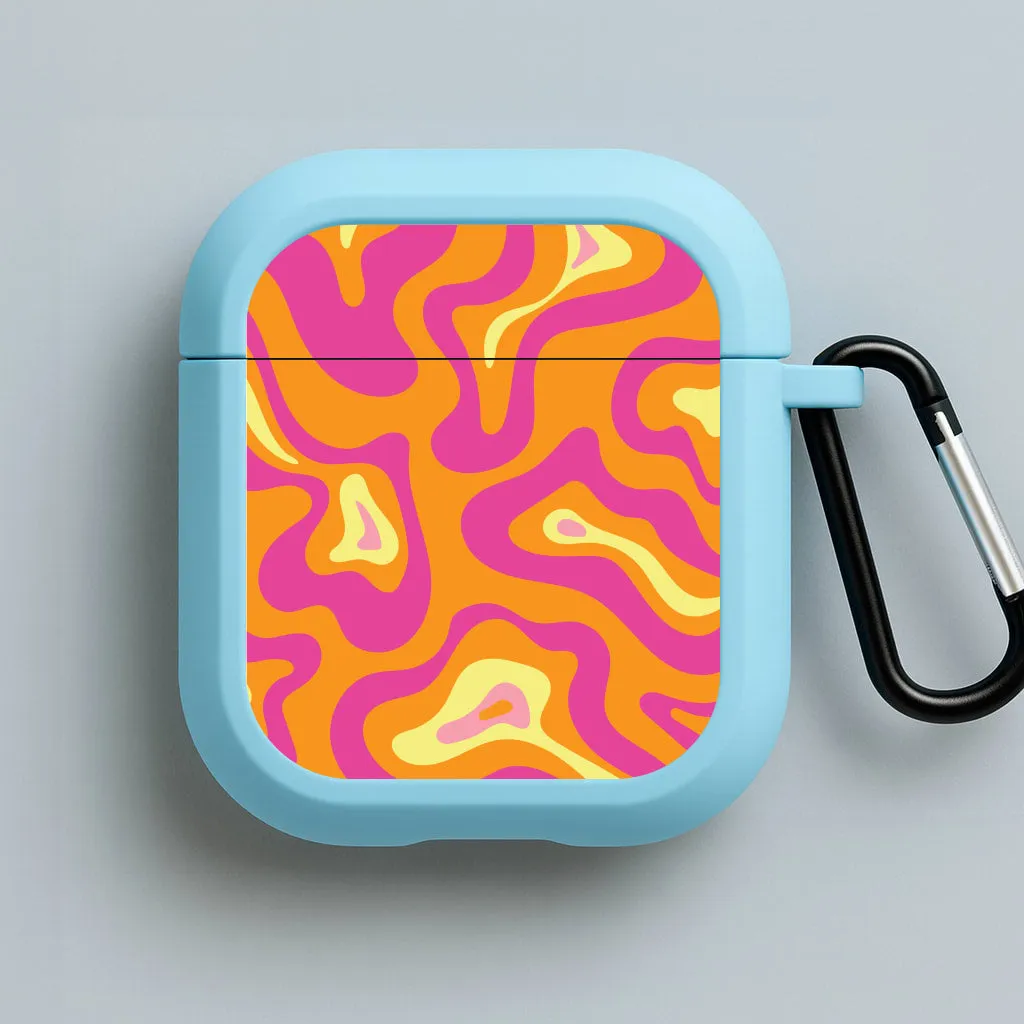 Orange And Pink Psychedelic Pattern AirPods Case Durable Texture Cover