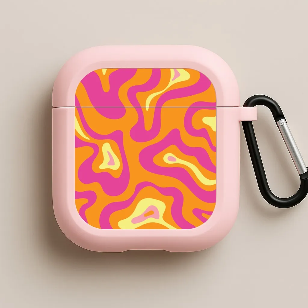 Orange And Pink Psychedelic Pattern AirPods Case airpods case for gifts