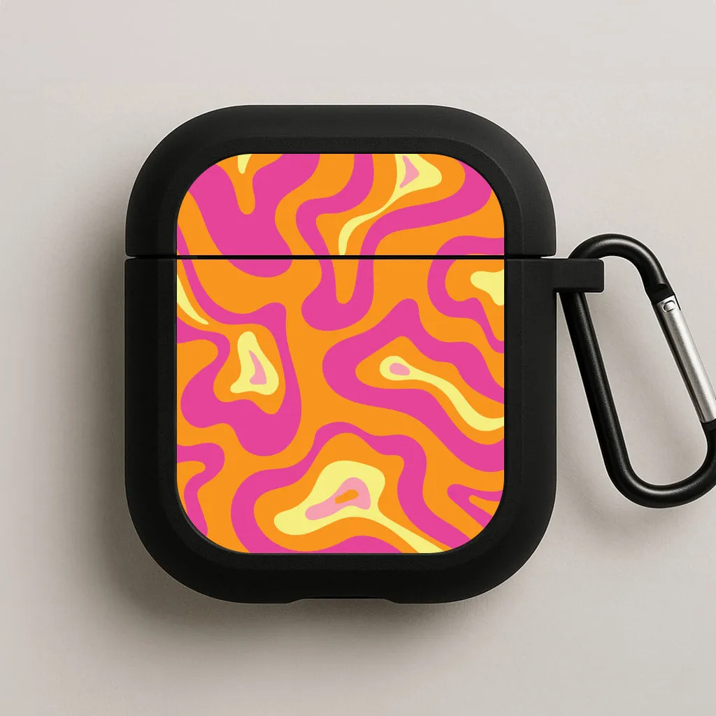 Orange And Pink Psychedelic Pattern AirPods Case premium silicone airpods case