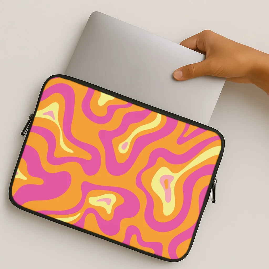 Orange And Pink Psychedelic Pattern Laptop Sleeve Clear Back