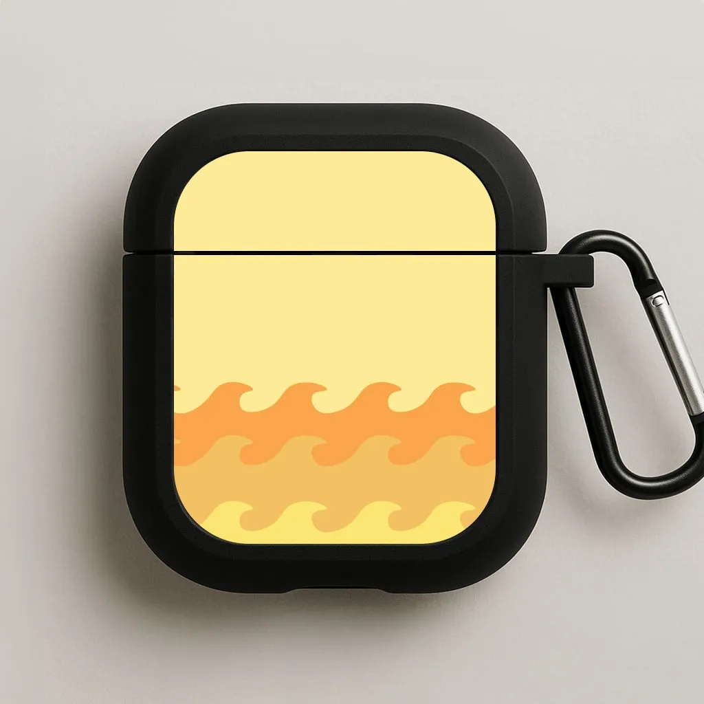 stylish silicone case luxury edition earbuds protector Orange Beach Waves Pattern AirPods Case