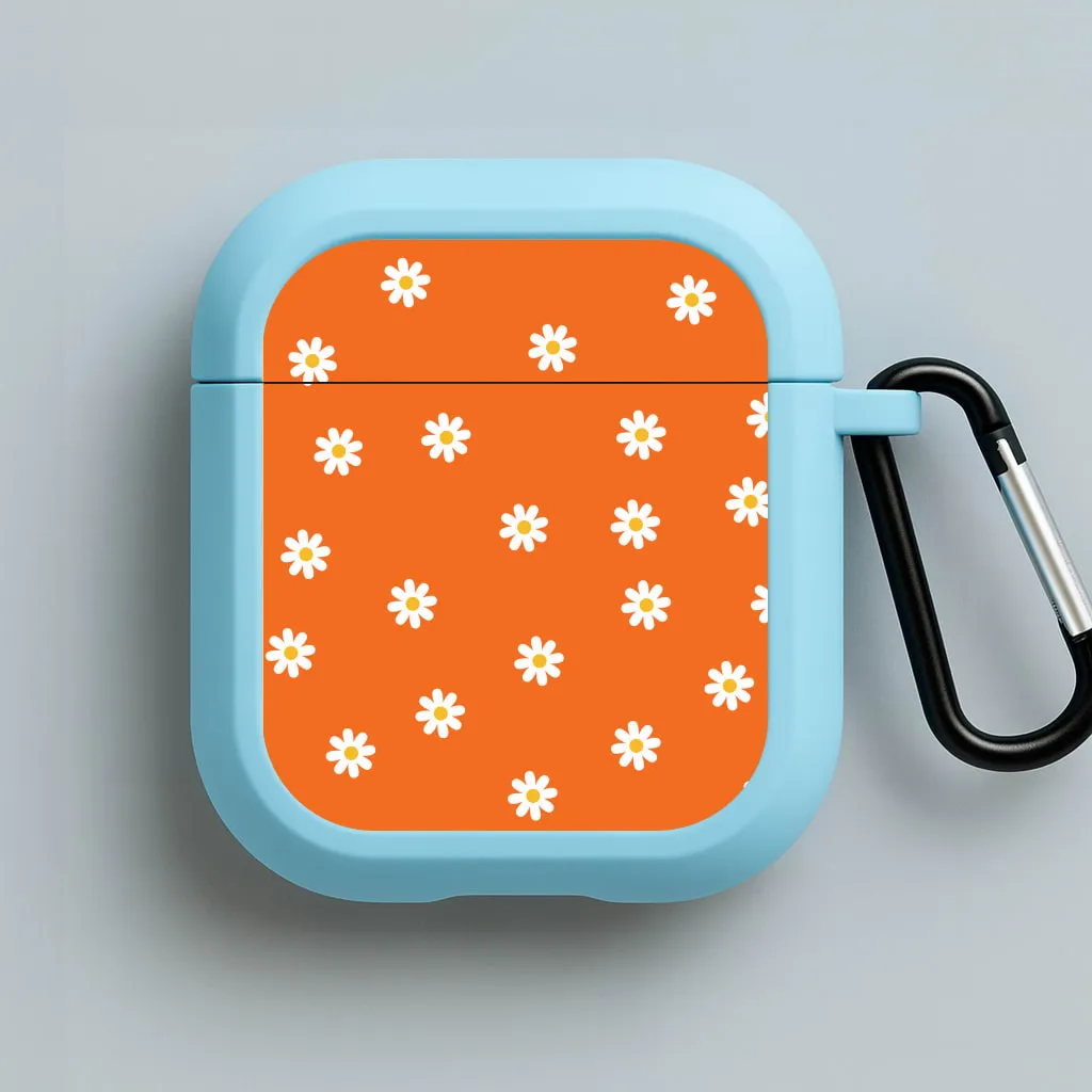 Orange Daisies AirPods Case Portable Design Bag magnetic snap airpods case