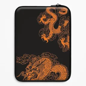 Orange Dragon Laptop Sleeve Marble Pattern Casual Wear