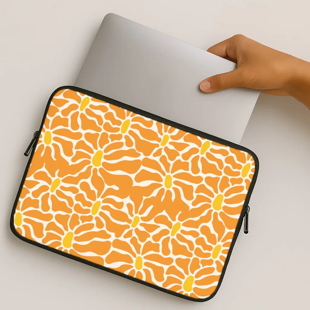 Compact Look Orange Flowers - Summer Laptop Sleeve