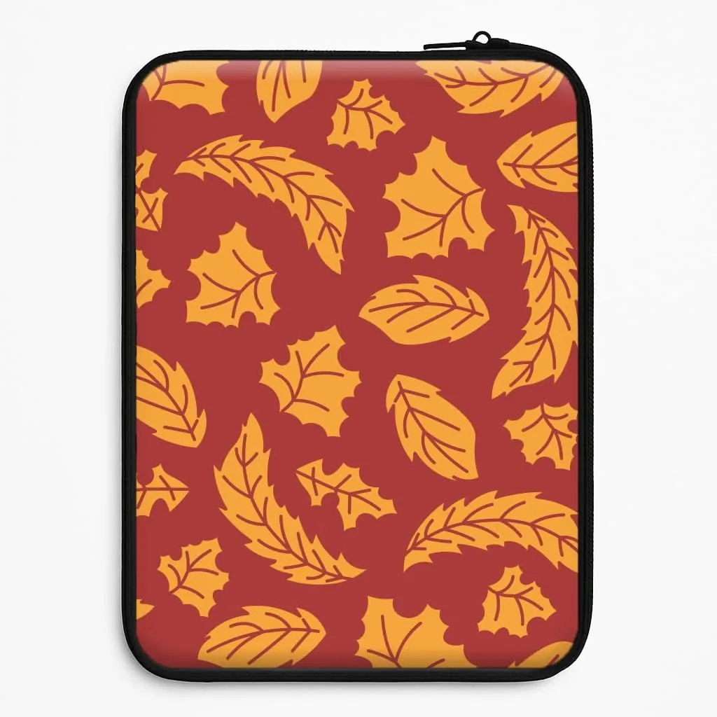 Slim Edge Orange Leaves Pattern Laptop Sleeve
