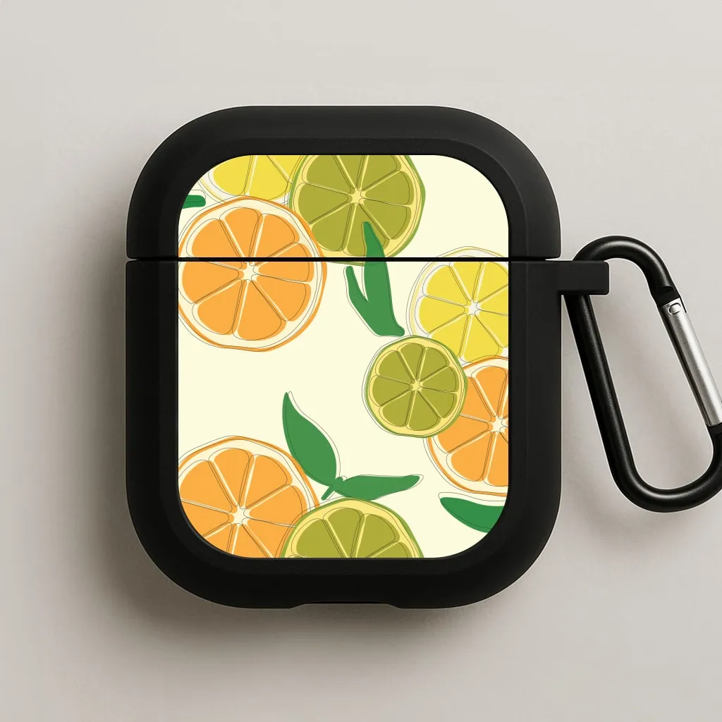 soft touch ergonomic shell Waterproof Protective Case Oranges, Leomns And Limes - Fruit Patterns AirPods Case
