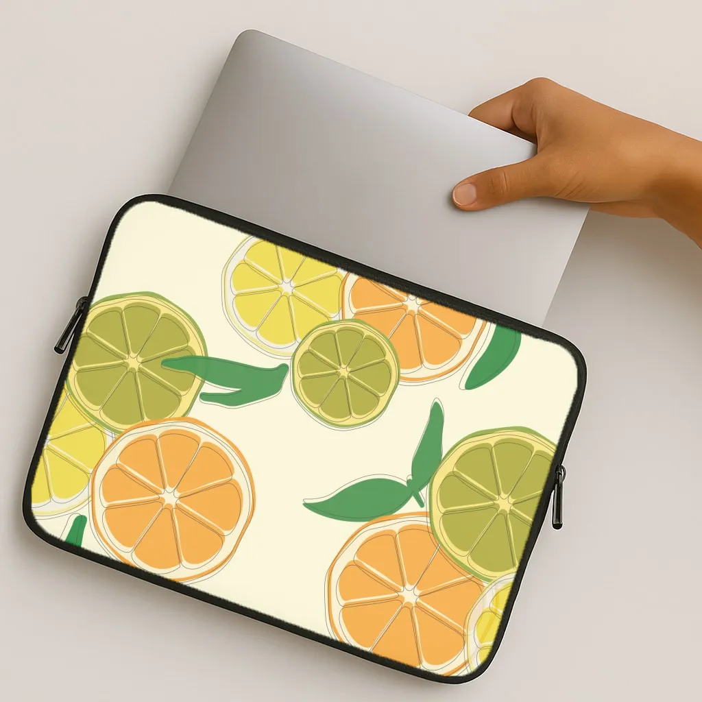 Vivid Texture Light Finish Oranges, Leomns And Limes - Fruit Patterns Laptop Sleeve