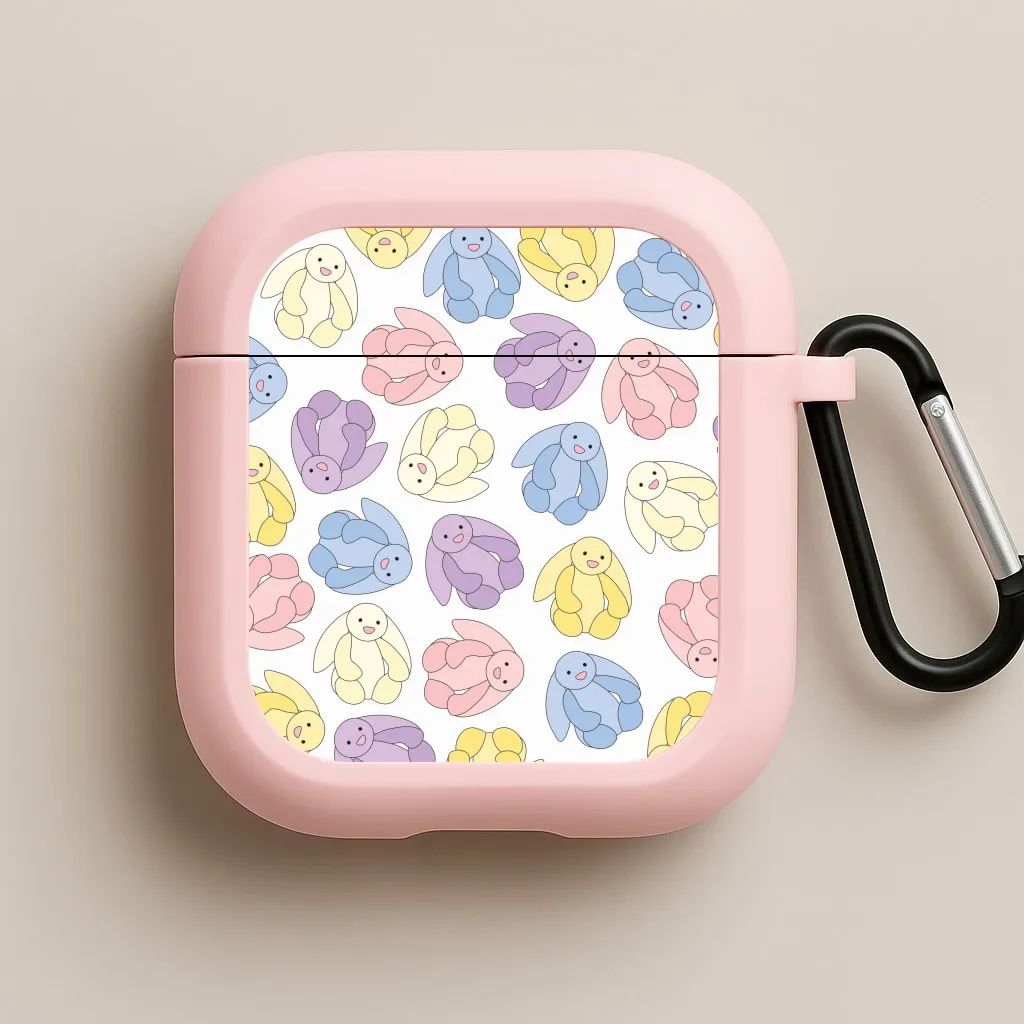 Creative Rubber Bag Pastel Bunnies Pattern AirPods Case
