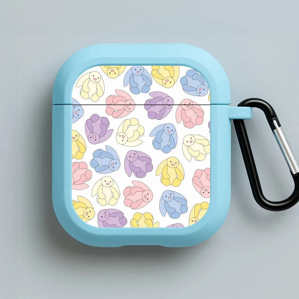 Pastel Bunnies Pattern AirPods Case Portable Keychain Case