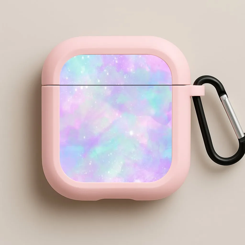 Pastel Galaxy AirPods Case Flexible Daily Organizer retro leather cover