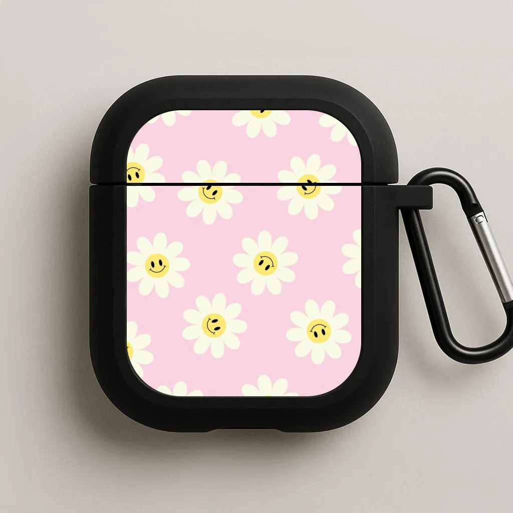 urban commute airpods case Pastel Pink Smiley Daisies Pattern AirPods Case