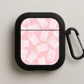 Pastel Pink Tarot Cards Pattern AirPods Case fashionable ergonomic airpods case eco vegan silicone airpods shell