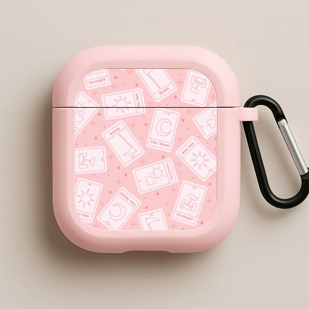 colorful ergonomic silicone airpods case Pastel Pink Tarot Cards Pattern AirPods Case