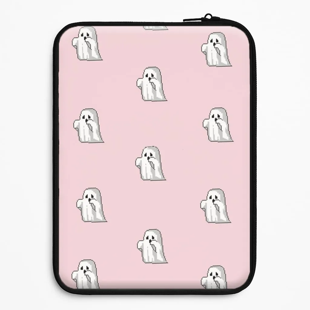 Modern Minimalism Ergonomic form Pastel Pixel Ghost Halloween Laptop Sleeve