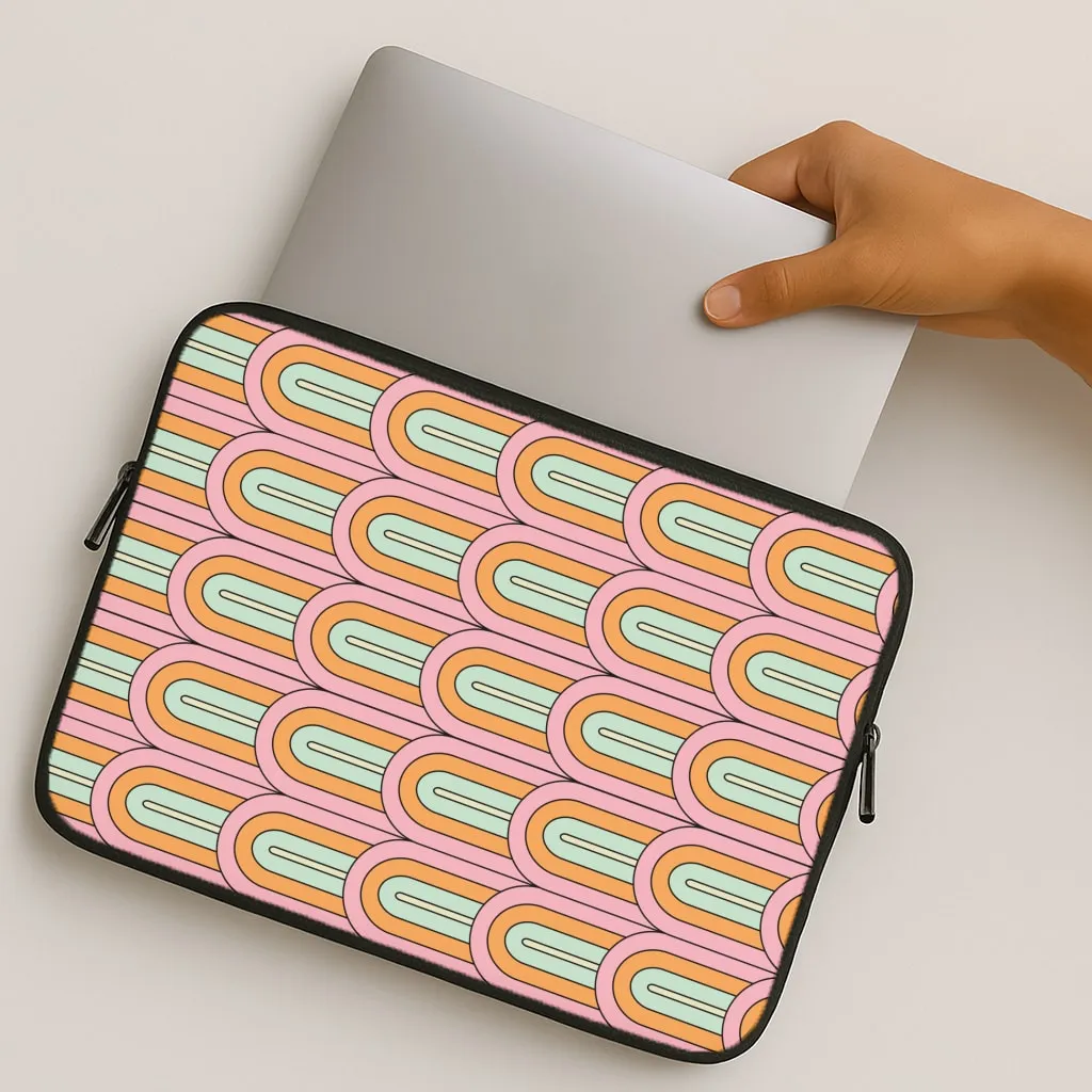 Pastel Retro Arches Pattern Laptop Sleeve Elegant Style