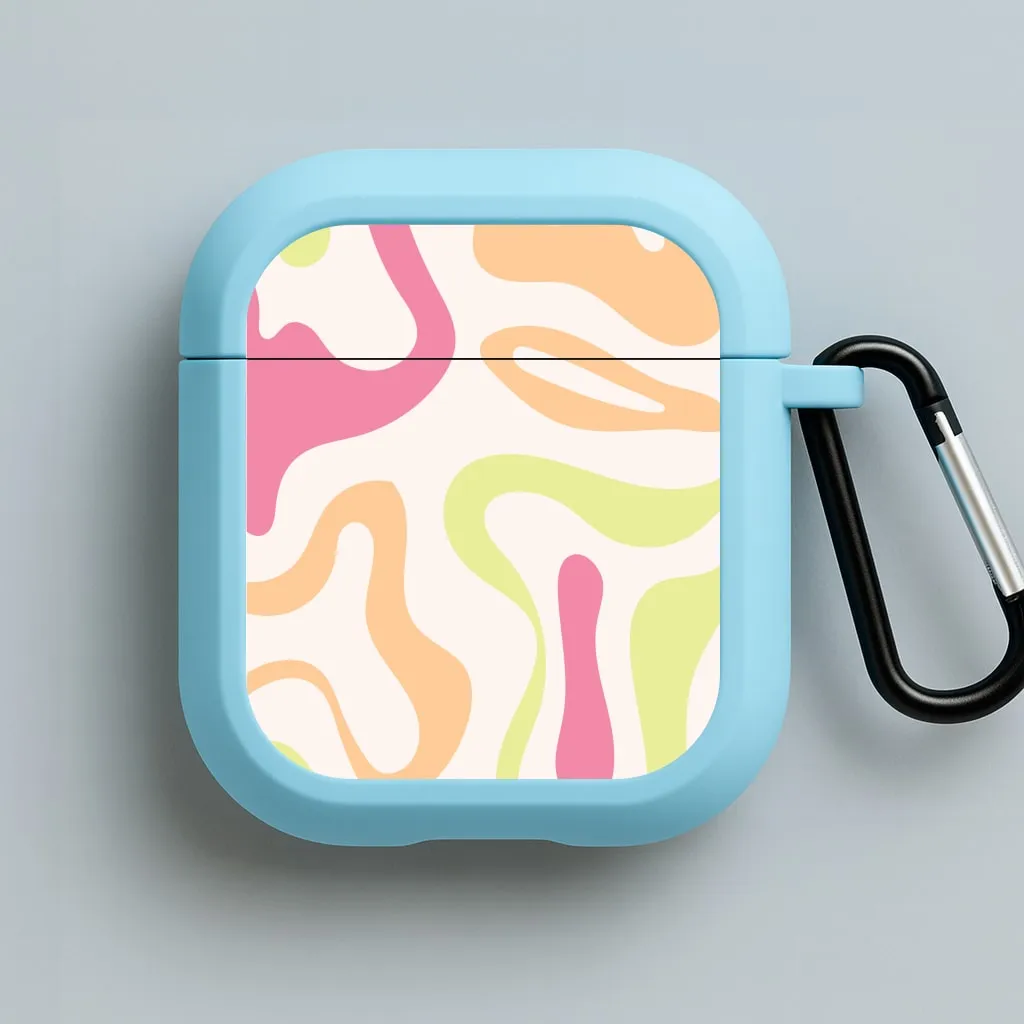 Pastel Shades Psychedelic Pattern AirPods Case Creative Compact Organizer