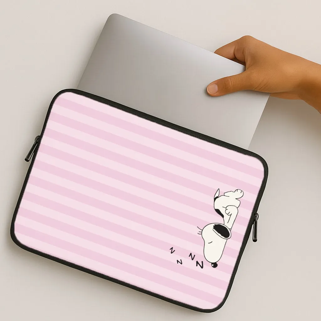 Pastel Stripes Cartoon Beagle Laptop Sleeve Elegant Layer Texture