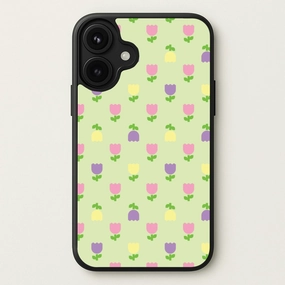 Pastel Tulips Pattern Phone Case Luxury Accent Elegant Design Layer
