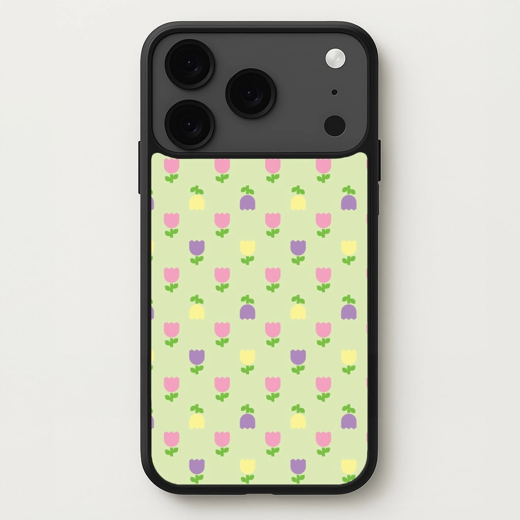 Minimal Look Pastel Tulips Pattern Phone Case