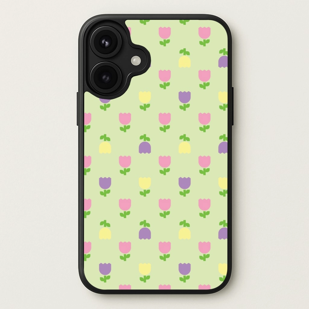 Pastel Tulips Pattern Phone Case Luxury Accent Elegant Design Layer