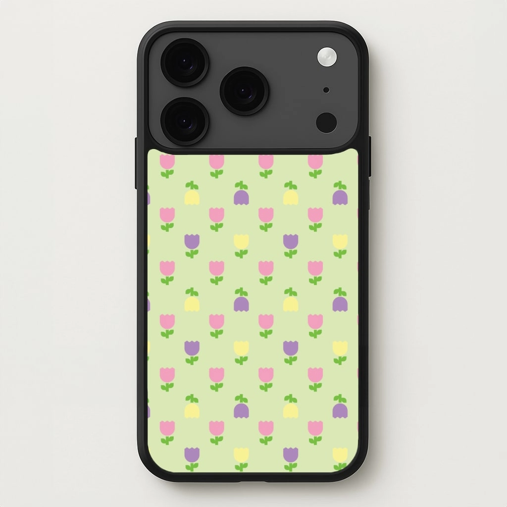 Pastel Tulips Pattern Phone Case Strong Corners Soft Shield
