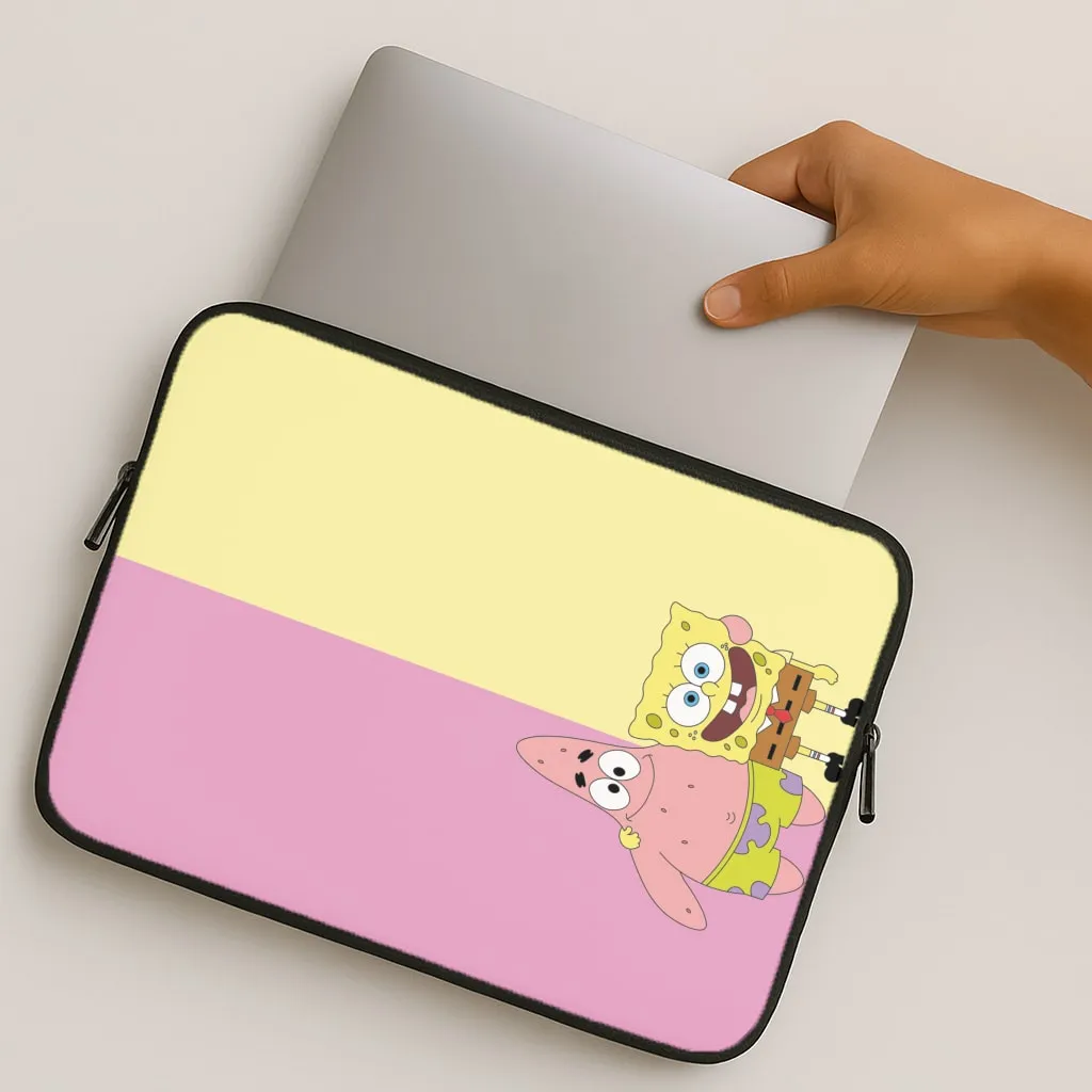 Glossy Texture Layer Rugged Pattern Texture Patrick And Sponge Laptop Sleeve