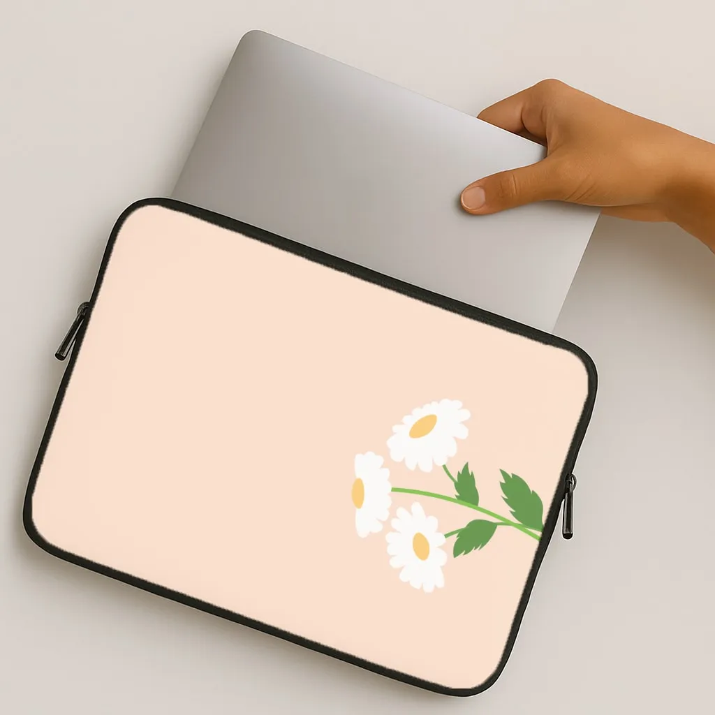 Compact Feel Durable touch Peach And Dasies  Laptop Sleeve