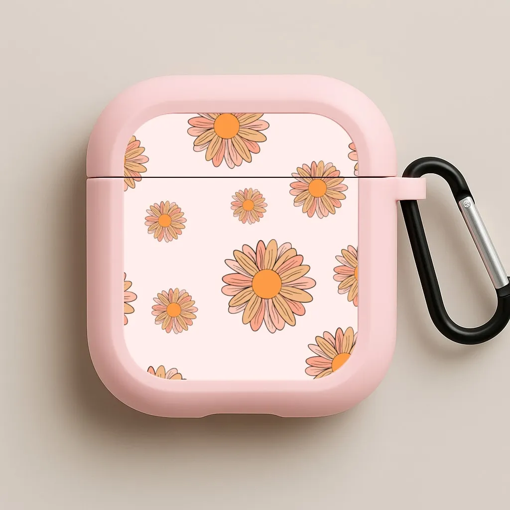 Peach Daisy AirPods Case compact lightweight airpods case