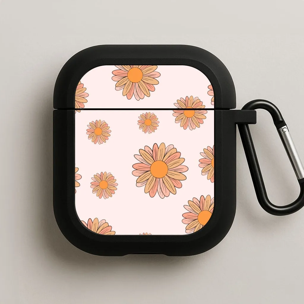 metal hook airpods protector Comfort Grip Case Peach Daisy AirPods Case