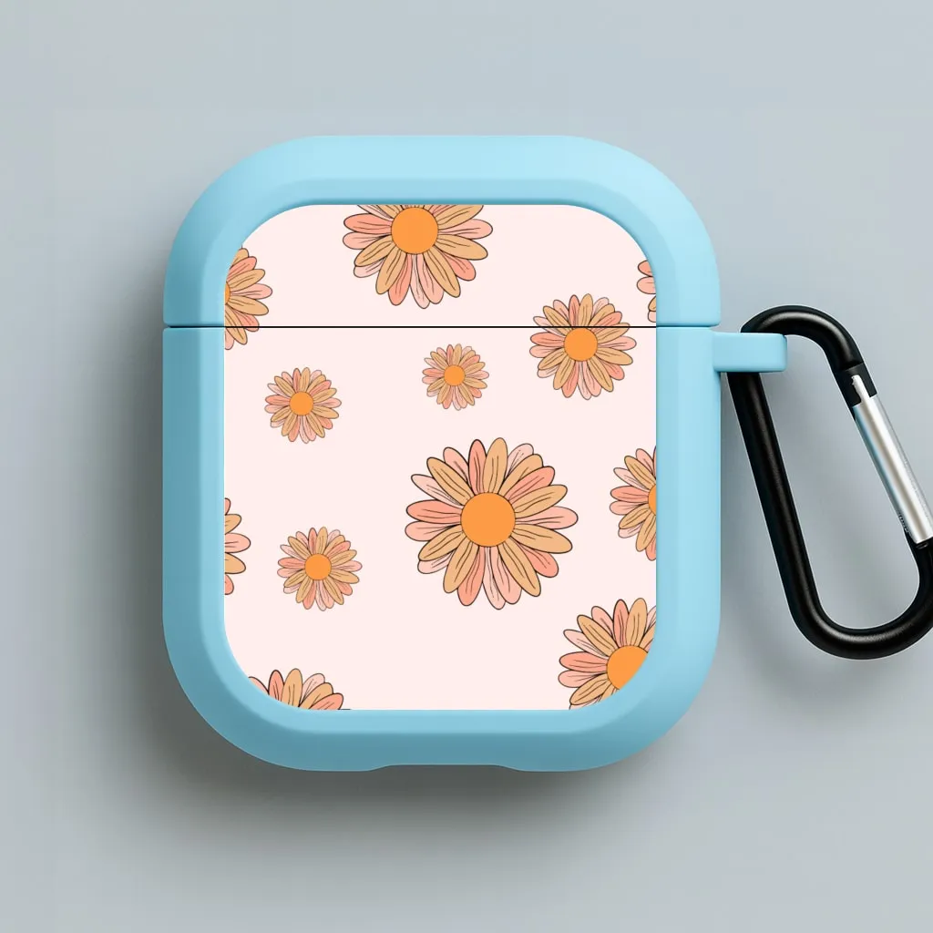 eco vegan leather airpods cover Travel Ready Organizer Peach Daisy AirPods Case