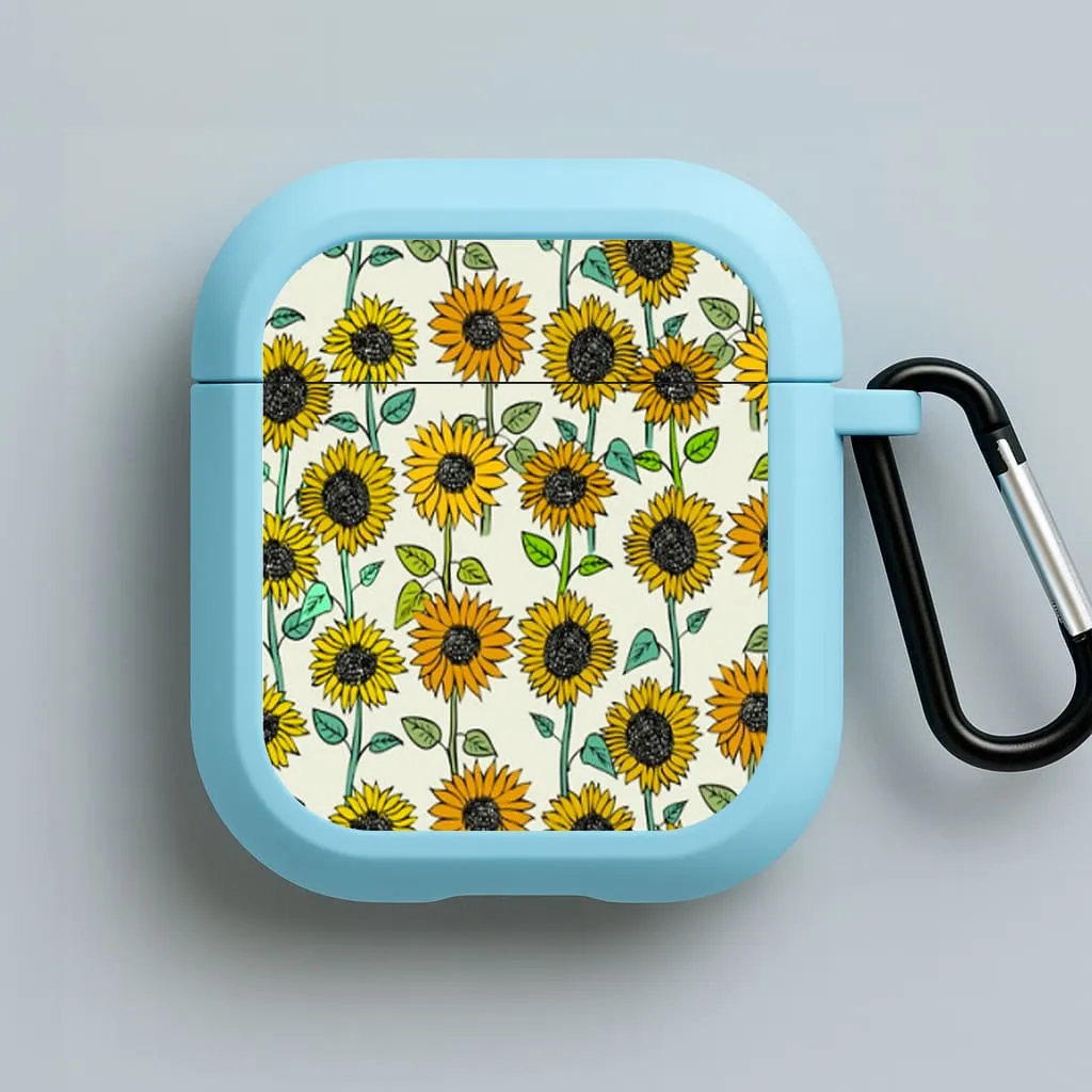 Painted Sunflowers AirPods Case leather texture earbuds shell Fashion Daily Case