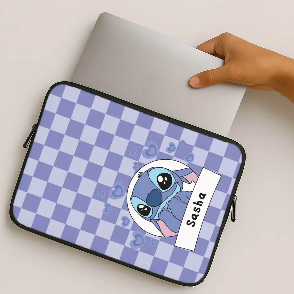 Personalised Cute Blue Alien Laptop Sleeve Urban Accessory