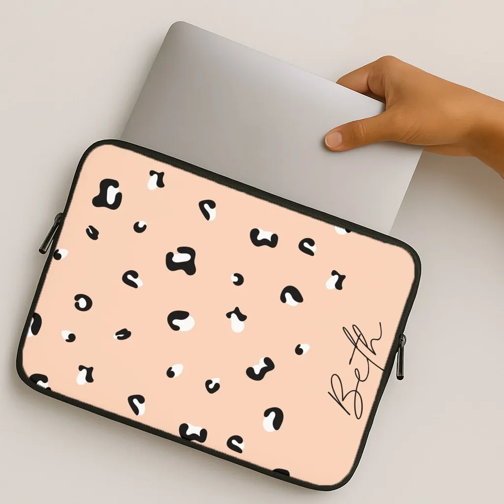 Lightweight Build Vivid Pattern Design Personalised Name Cheetah Print Laptop Sleeve