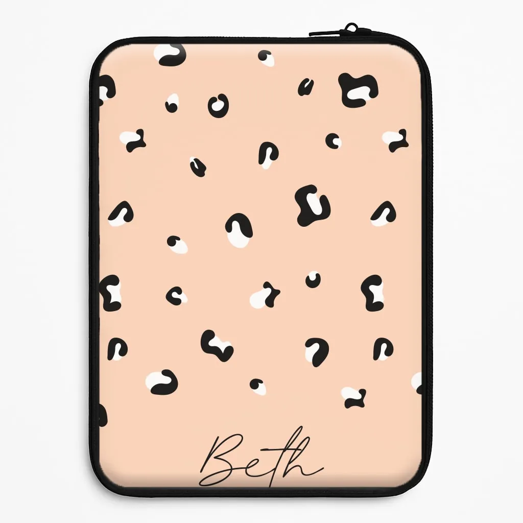 Comfort Use Personalised Name Cheetah Print Laptop Sleeve