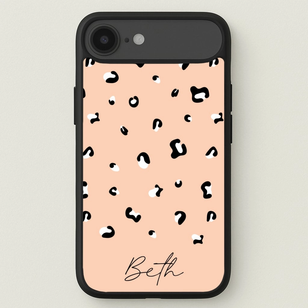 soft look Textured Comfort Personalised Name Cheetah Print Phone Case