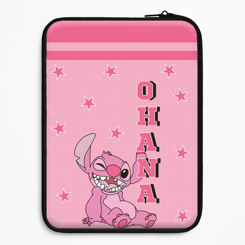 Pink Alien Ohana Laptop Sleeve Ergonomic Shape