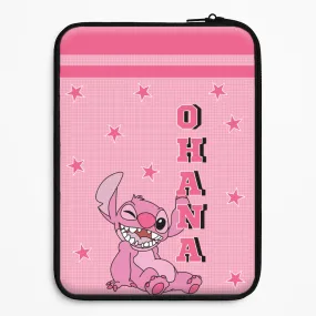 Pink Alien Ohana Laptop Sleeve Ergonomic Shape