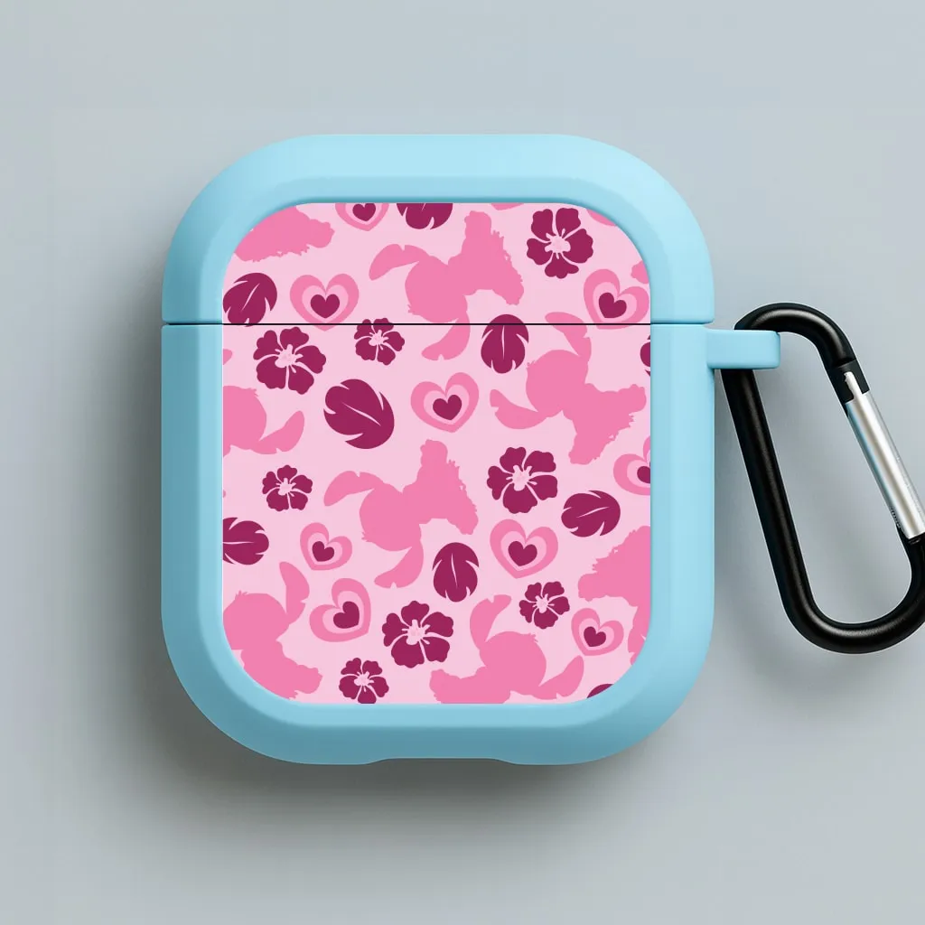 Pink Alien Silhouette Pattern AirPods Case minimalist ergonomic travel silicone shell