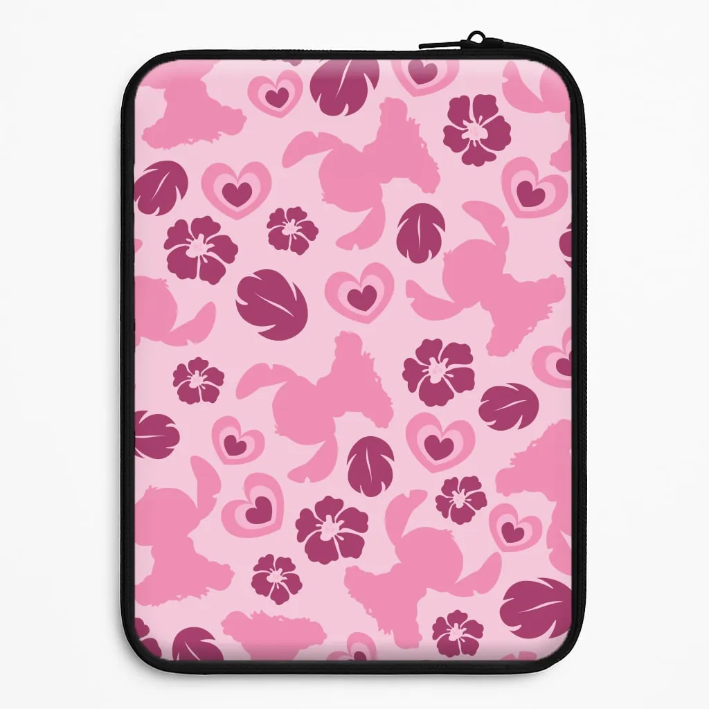 Pink Alien Silhouette Pattern Laptop Sleeve Easy Removal