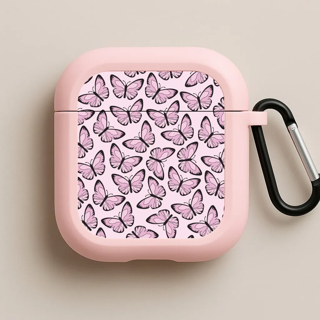 airpods case for runners portable airpods case Pink And Black Butterfly - Butterfly Patterns AirPods Case