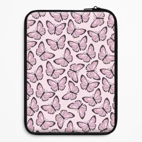 Printed Artwork Pink And Black Butterfly - Butterfly Patterns Laptop Sleeve