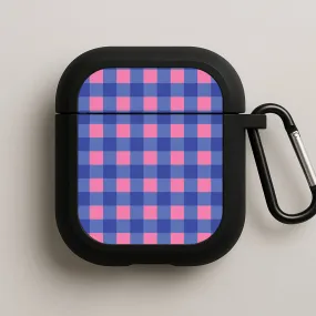 Pink And Blue Checkered Pattern AirPods Case portable neon travel protector