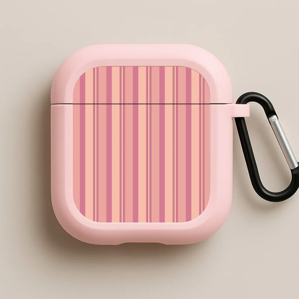 Lightweight Carry Holder Pink And Yellow Stripes AirPods Case